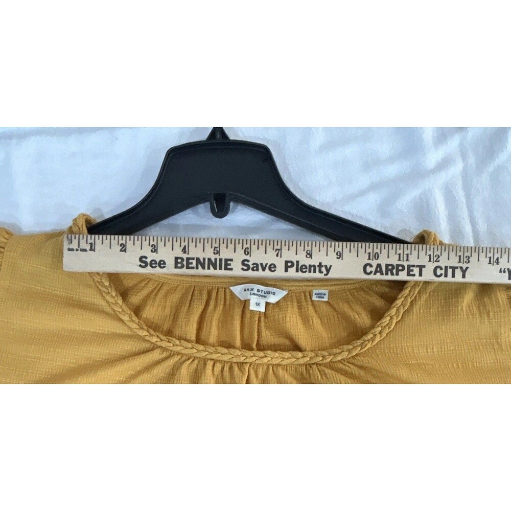 Max Studio London Yellow Knit Round Neck Short Sleeve Pullover Blouse 1X 0084 - Picture 10 of 12